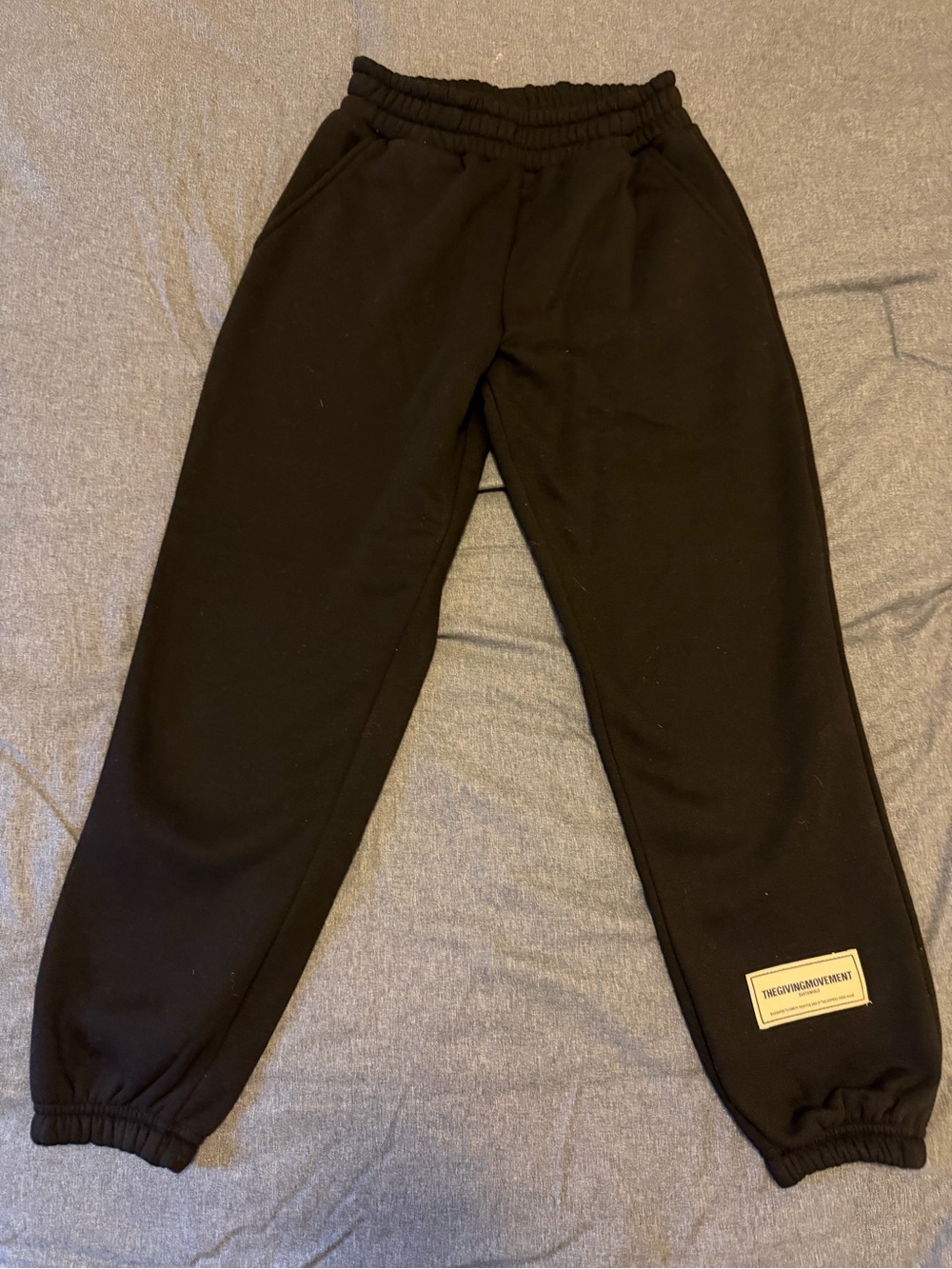 Black Kids Sweatpants with Elastic Waist and Ankle Cuffs